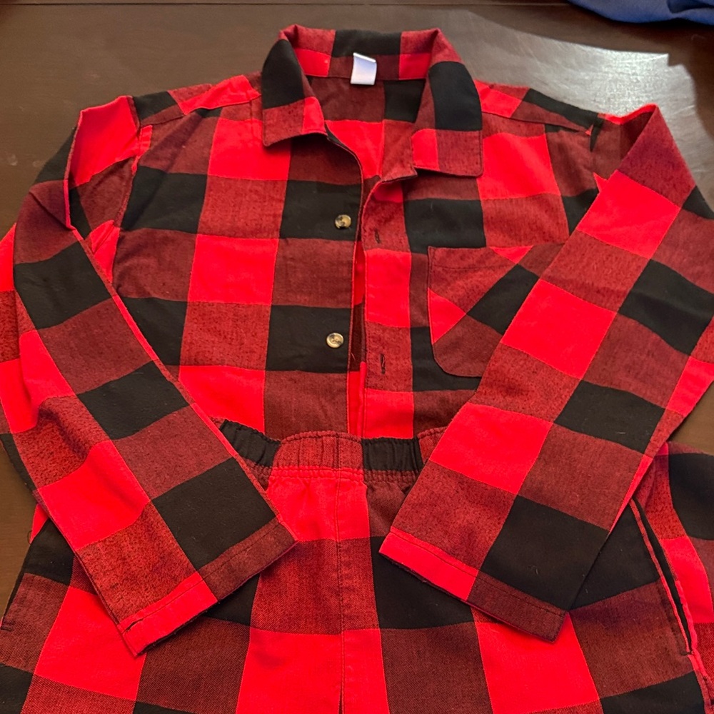 Plaid Red and Black Kids Pajama Set